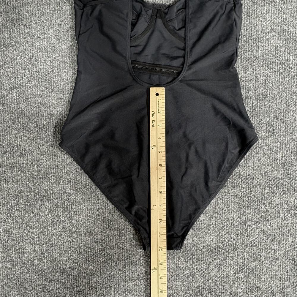 Mary Sol Swimsuit Womens 12 Black One Piece Underwire Spaghetti Strap Mesh Trim - Picture 11 of 12